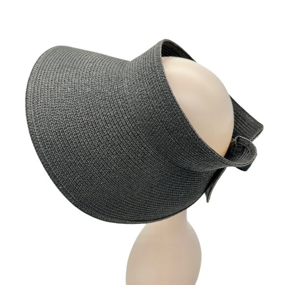 A New Day Womens Wide Brim Roll-Up Visor Hat Black Paper Polyester - Picture 1 of 8